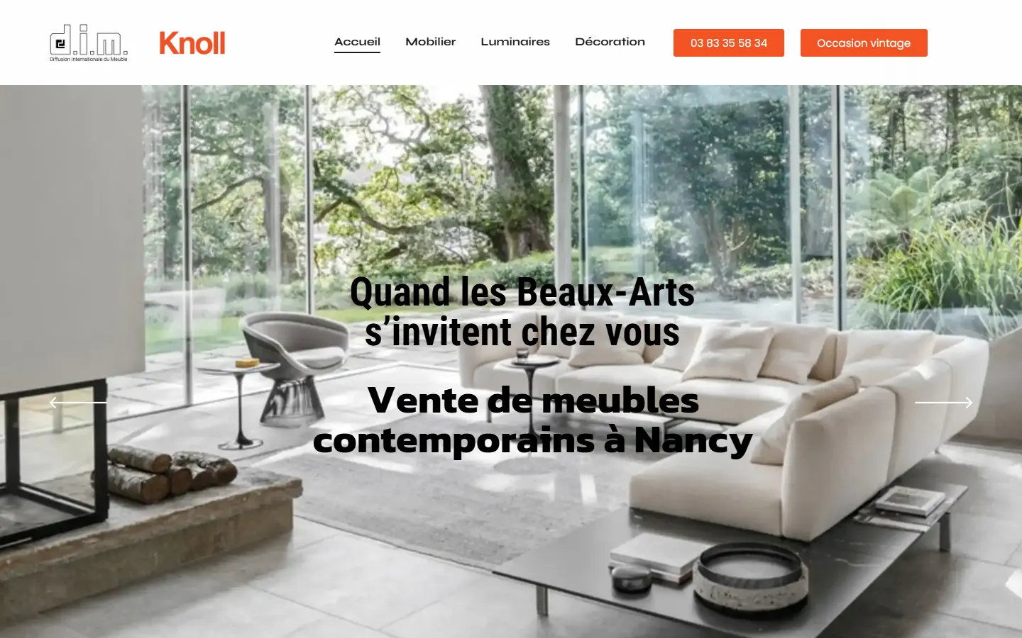 Site internet de D.I.M (Diffusion Internationale du Meuble), magasin de mobilier et décoration à Nancy